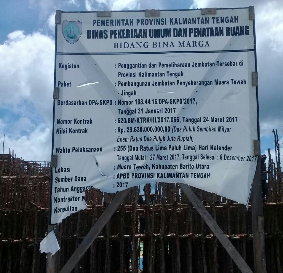  Pengerjaan Jembatan Muara Teweh- Jingah Molor DPRD Akan Panggil Sekda Dan PUPR