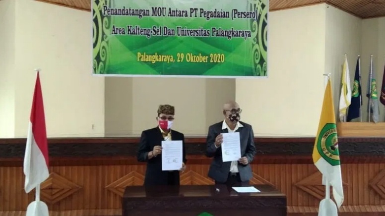  Wujudkan Pertumbuhan Ekonomi Kalteng, UPR bersama PT Pengadaian area Kalselteng Lakukan Penandatanganan MoU