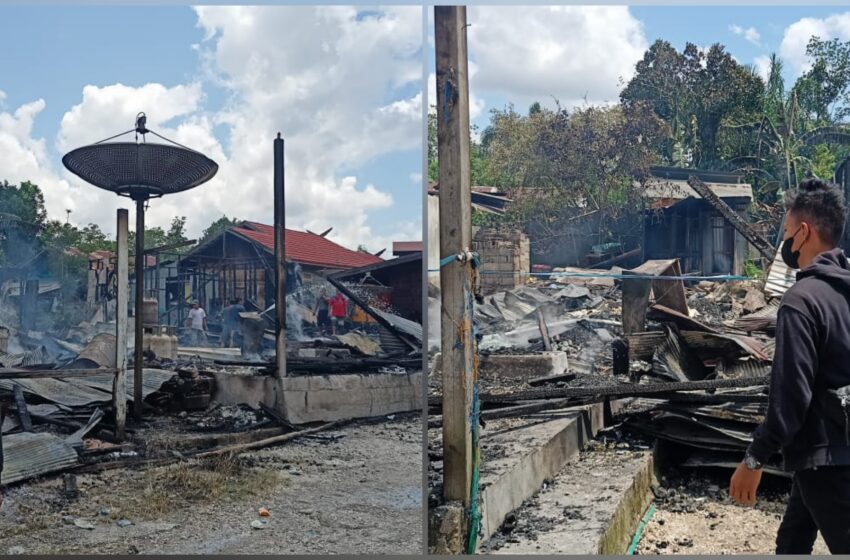  Tiga Rumah Warga Tumbang Empas Ludes Dilahap Api