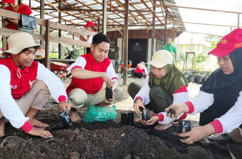  Mahasiswa KKN Kebangsaan ke-X Desa Anjir Serapat Tengah Ikuti Praktek Pembuatan Pupuk Organik 