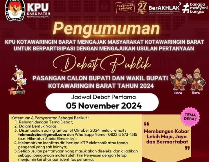  KPU Kobar Ajak Masyarakat Ajukan Pertanyaan Pada Debat Pertama 