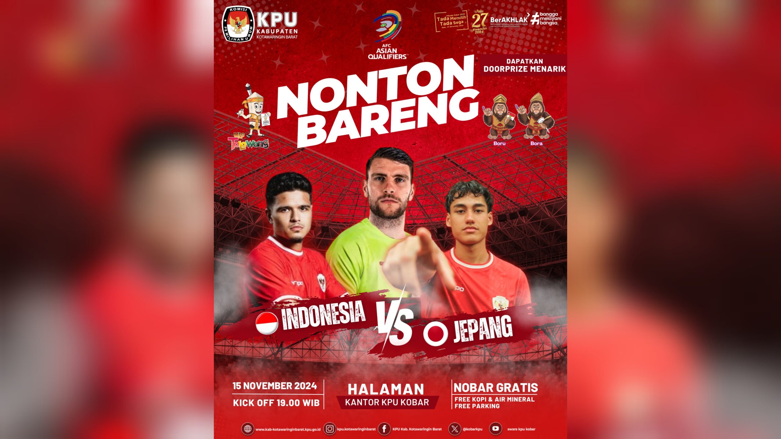 KPU Kobar Bakal Gelar Nobar Timnas vs Jepang